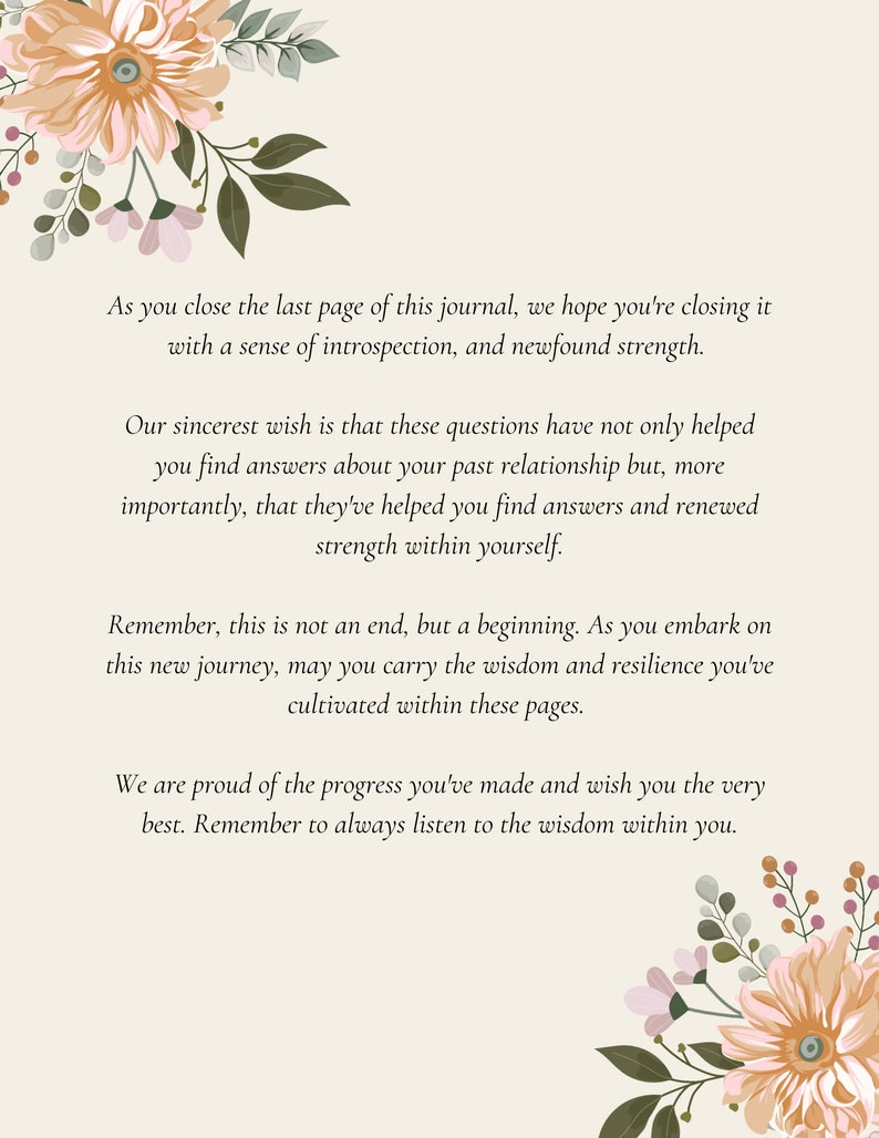 May include: A motivational quote about introspection and finding strength within yourself. The quote is surrounded by pink and white flowers on a beige background.