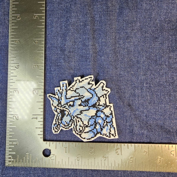 Gyarados Pokémon Pixel Art Patch Embroidered Embroidery Patch Patches Iron On / Sew On Transfer