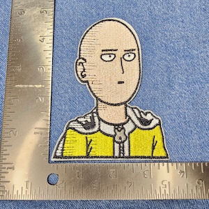 One punch-mn Saitama Poker Face Embroidery Patch Iron On / Sew On