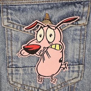 Courag The Cwrdl Dog Screaming Cartoon Character Embroidered Iron On Patch