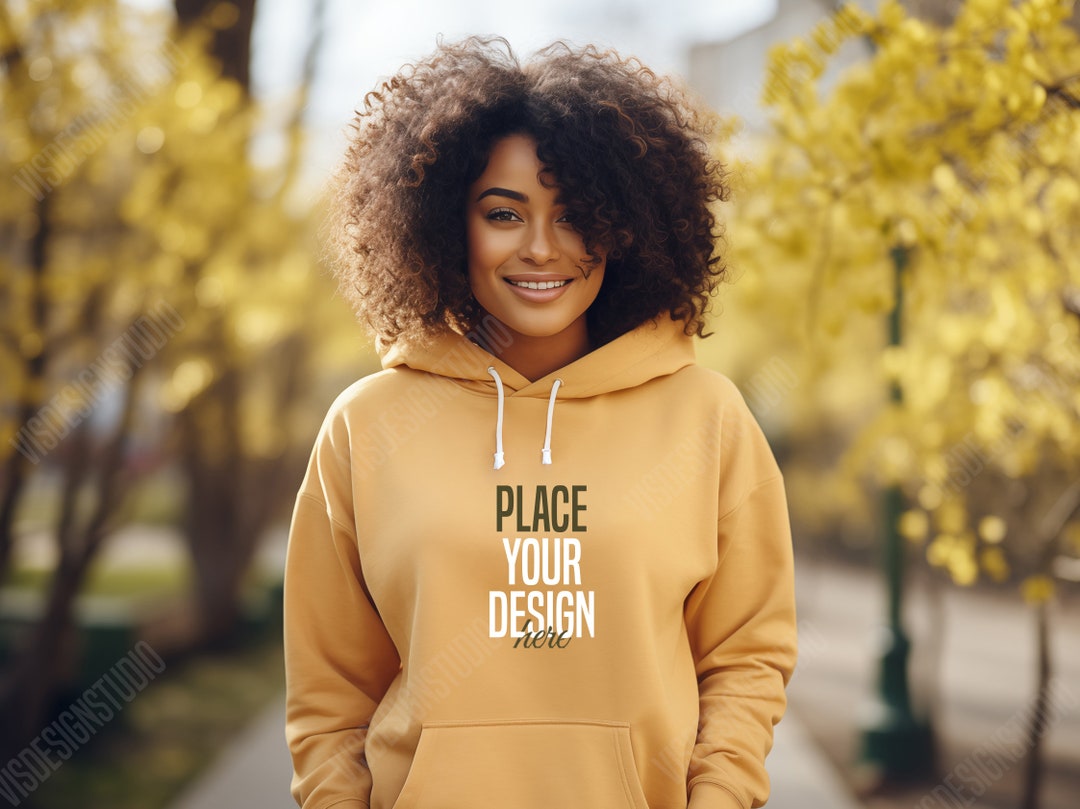 Gildan 18500 Orange Hoodie Mockup, Oversized Hoode Sweatshirt Mockup