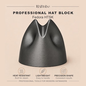 Western Fedora Hat Block, Tall Crown Heat-Resistant 3D Printed Millinery Mold