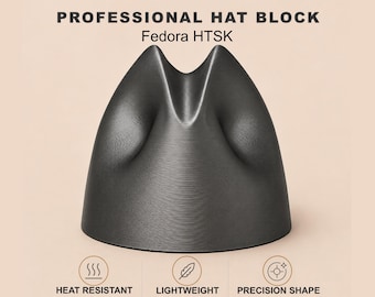 Molde para chapéu Fedora Western, copa alta, resistente ao calor, impresso em 3D.