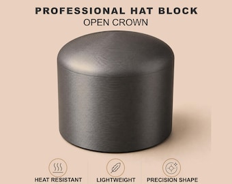 Open Crown Fedora Hat Block, Heat Resistant 3D Printed Crown Mold, Sizes 52–66 cm
