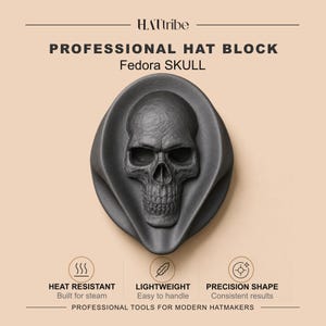 Molde para chapéu Fedora impresso em 3D – Molde de copa de caveira nº 110 para chapéus de feltro, tamanhos 52 a 66