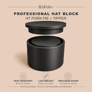 Pork Pie Hat Block & Tipper Set – Millinery Crown Shaping Tool (Sizes 52–66)