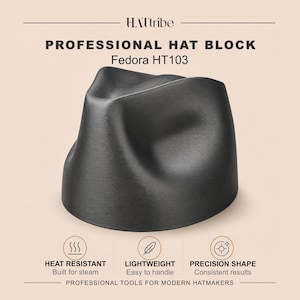 Fedora Hat Block HT103, Heat-Resistant 3D Printed Millinery Crown Mold