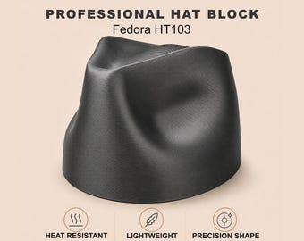 3D Gedruckter Fedora Hut Block No. 103 - Kronenform für Filzhüte, Größen 52-66