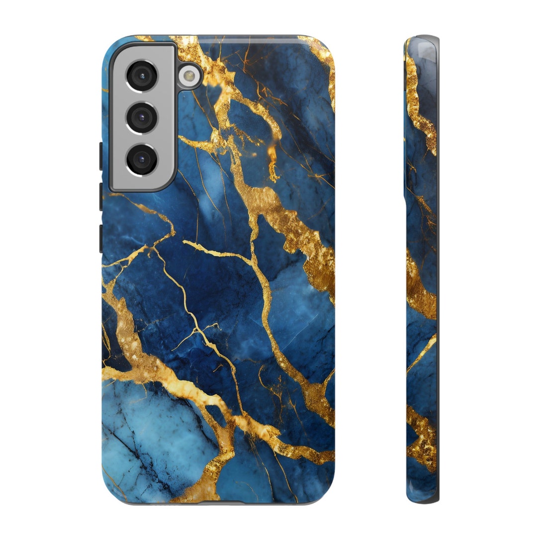 Blue and Gold Geode Phone Cases, Blue Phone Cases, Gold Phone Cases
