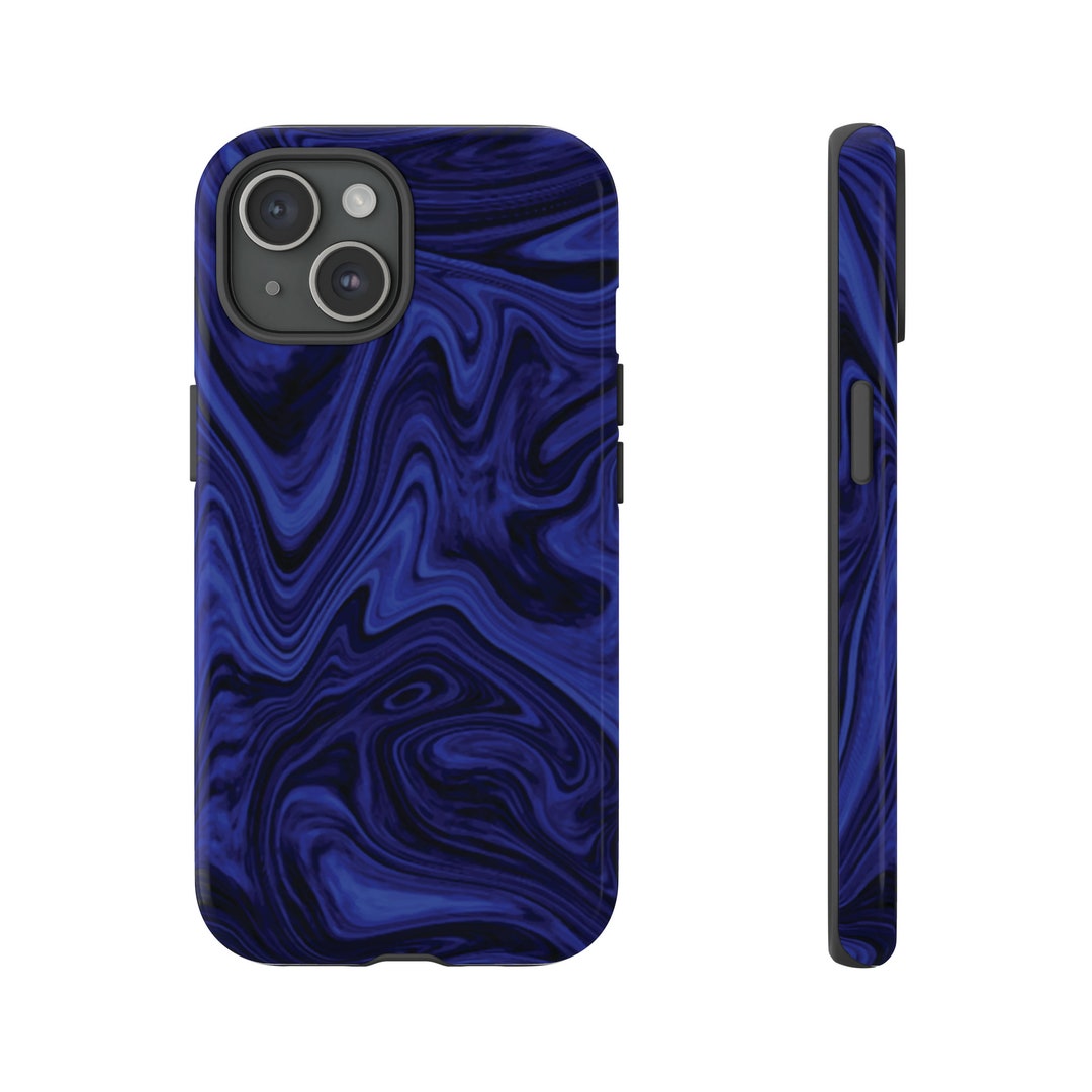 Blue Swirl Phone Case, Blue and Black Phone Case, Swirl Phone Case