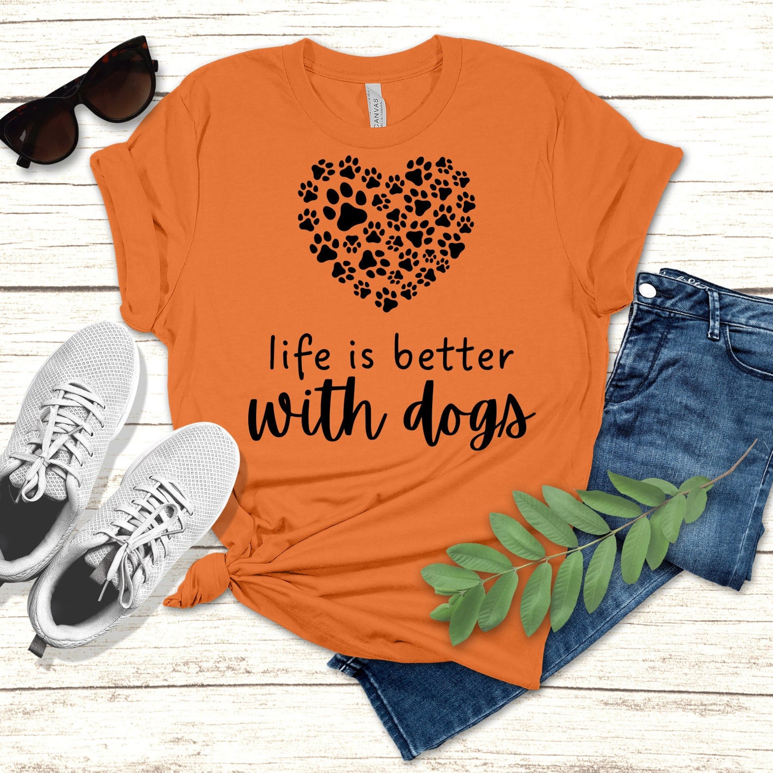 Life is Better With Dogs Shirt, Pet Shirt, Paw Print Shirt, Shirts With