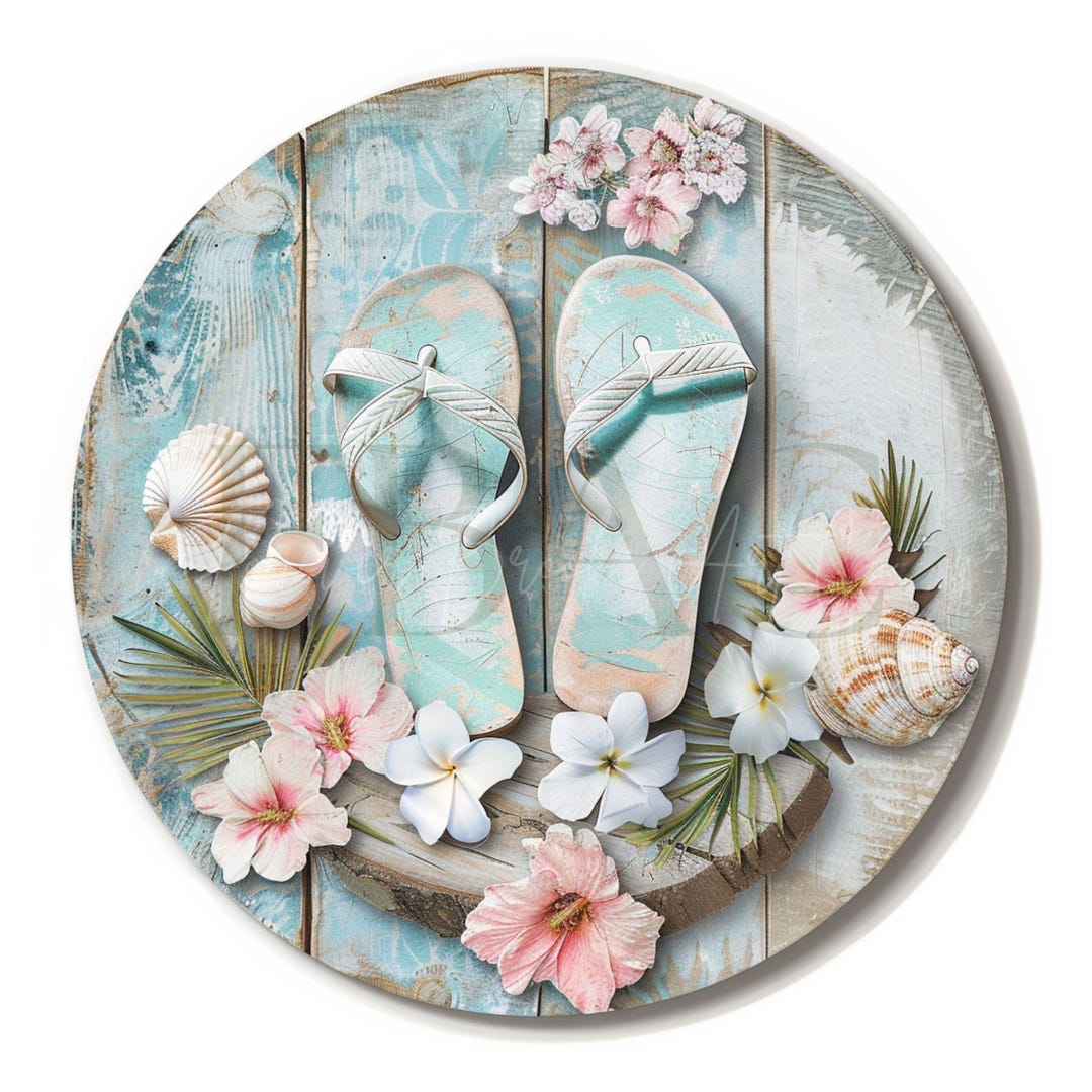 Flip Flop Beach Metal Sign – Seashell Coastal Wall Art - Etsy