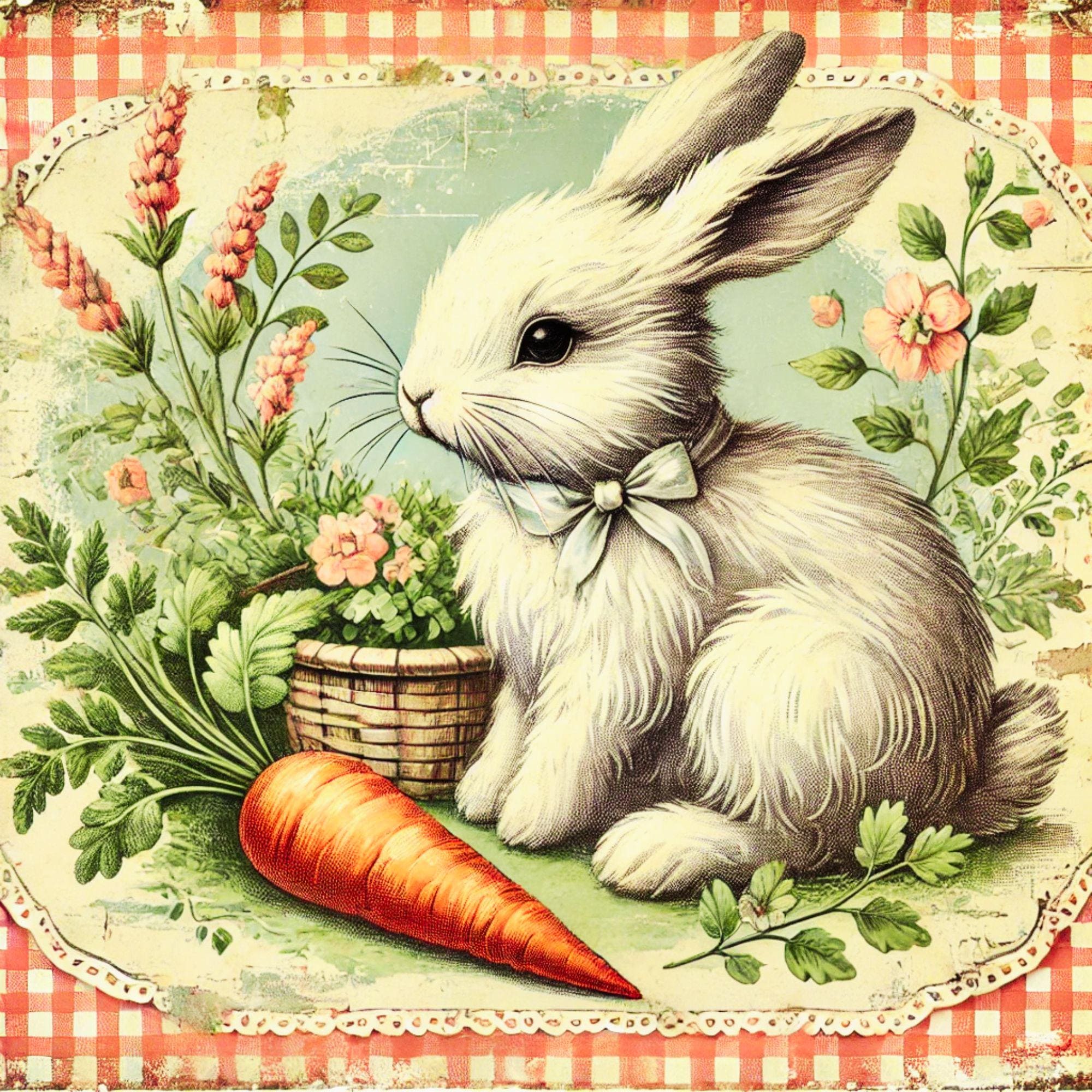 Spring Bunny Metal Wall Art – Rustic Easter Rabbit Sign With Carrot ...