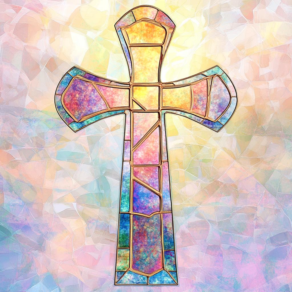 Stained Glass Cross Metal Wall Sign, Christian Home Decor, Religious ...