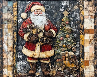 Vintage Santa Claus Christmas Sign – Retro Holiday Wall Decor
