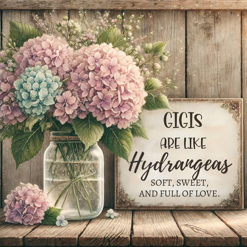 Personalized Hydrangea Grandma Sign - Rustic Floral Aluminum Decor - Etsy