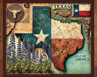 Rustic Texas-Themed Metal Sign - Bluebonnet Decor, Lone Star State Art, Vintage Style Wall Hanging, Texas Pride Gift, Southern Home Decor