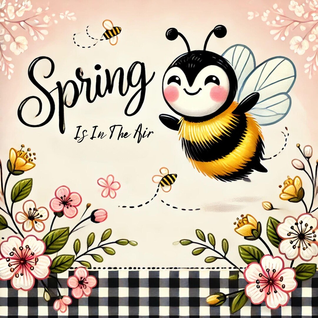 Spring is in the Air Bee Sign, Cute Bumblebee Metal Wall Art, Farmhouse ...