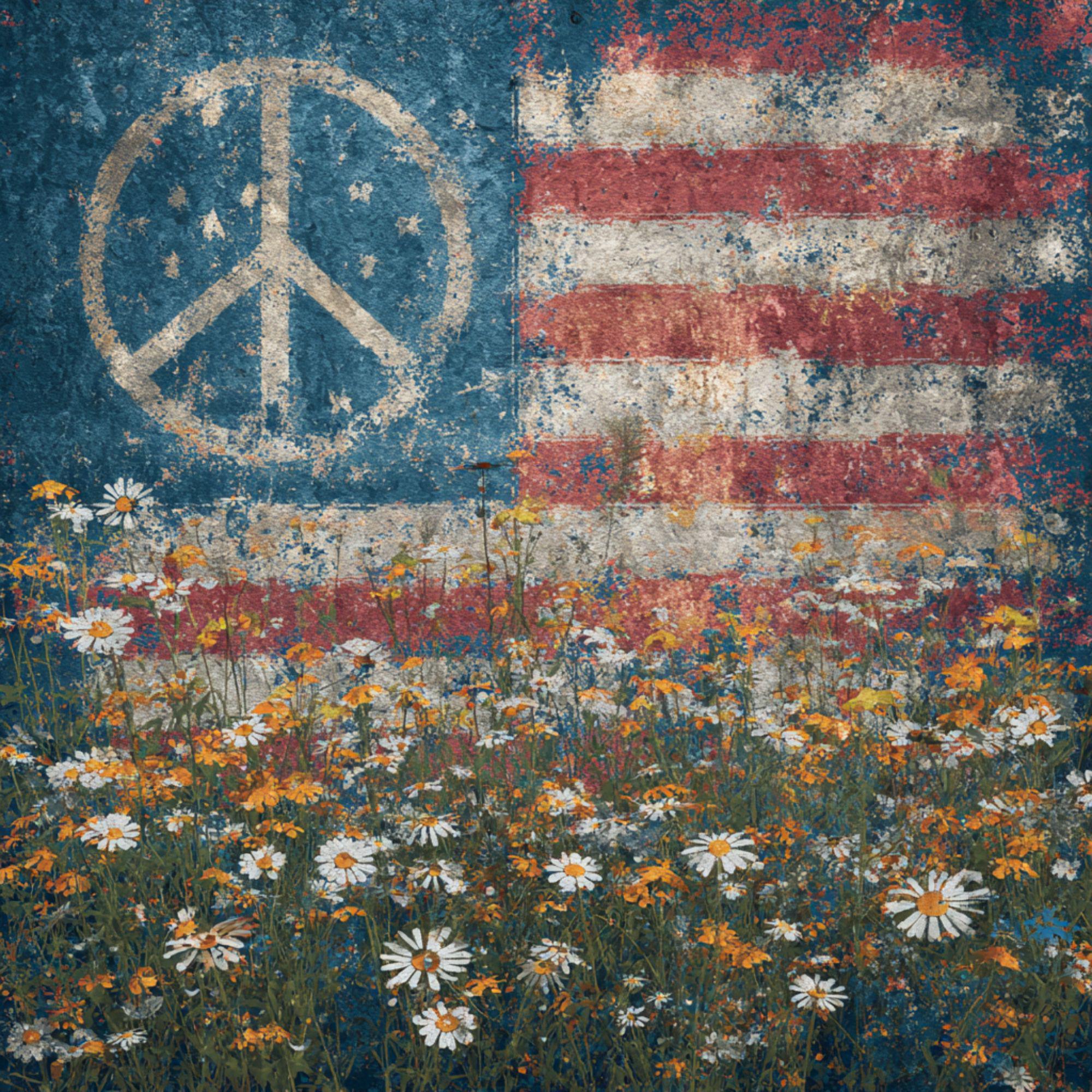 特大 アートポスター ピースフラッグ 星条旗 60’s ヒッピー 反戦 Vintage Flag Peace - Etsy
