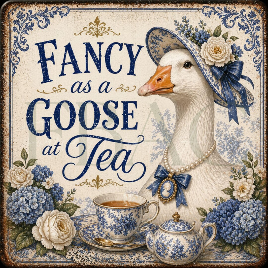 Fancy as a Goose at Tea Metal Sign 10 Inch, Goose Kitchen Decor ...