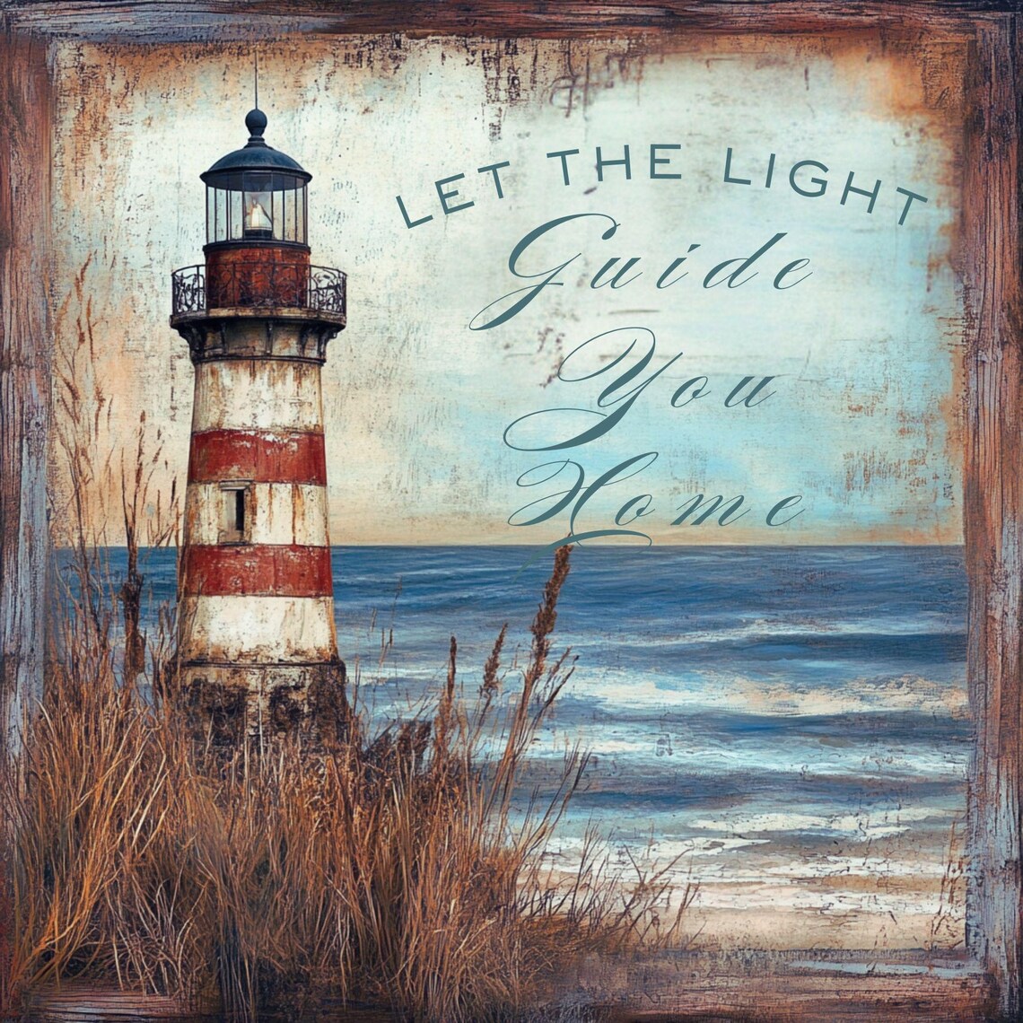 Rustic Lighthouse Wall Art Sign – Let the Light Guide You Home Coastal ...