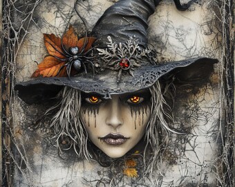 Vintage Retro 50s Halloween Children Witch Hat Jack O' Lantern