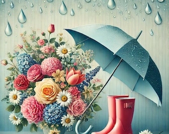 Floral Rain Boots Wall Art - Sublimated Aluminum Sign for Rustic Home Decor, Spring Garden Decor, Unique Flower Arrangement Art