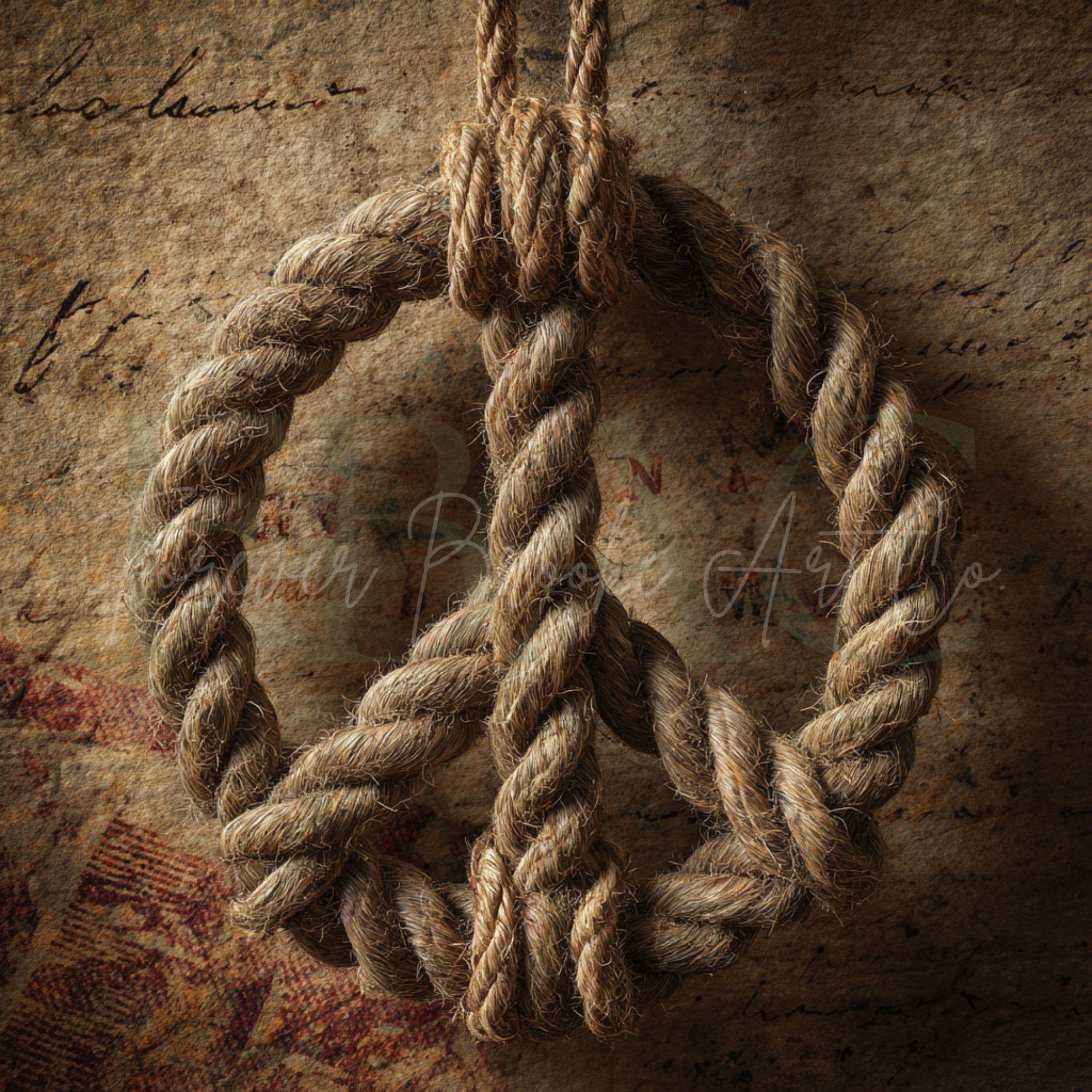 Pease Rope Rustic Rope Peace Symbol Sign | 10x10 Metal Wall Art | Western ...