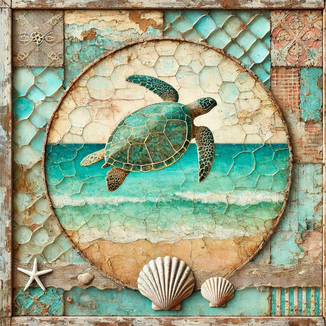 Rustic Sea Turtle Wall Art, Coastal Beach House Metal Sign, Vintage ...
