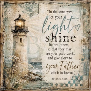 Matthew 5:16 Lighthouse Scripture Sign, Christian Aluminum Sublimation Sign, Let Your Light Shine Wall Decor