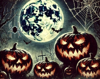 Spooky Jack-O'-Lantern Halloween Aluminum Sign - Haunted Night Wall Art - Gothic Decor for Home or Party, Pumpkin Wreath Sign