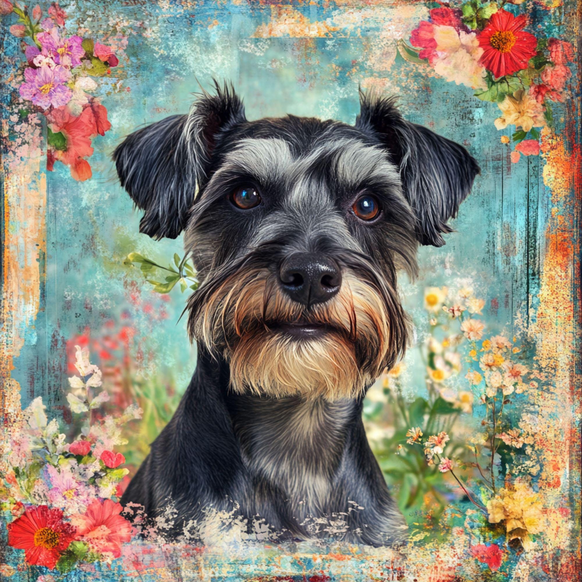 Floral Schnauzer Dog Art – Vibrant Aluminum Pet Sign, 10x10 - Etsy