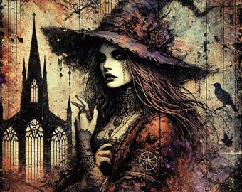 Gothic Witch Aluminum Sign, Halloween Home Decor, Spooky Wall Art, Witch Aesthetic Sign, Dark Fantasy Decor, Occult Witchy Gift, Vintage Art