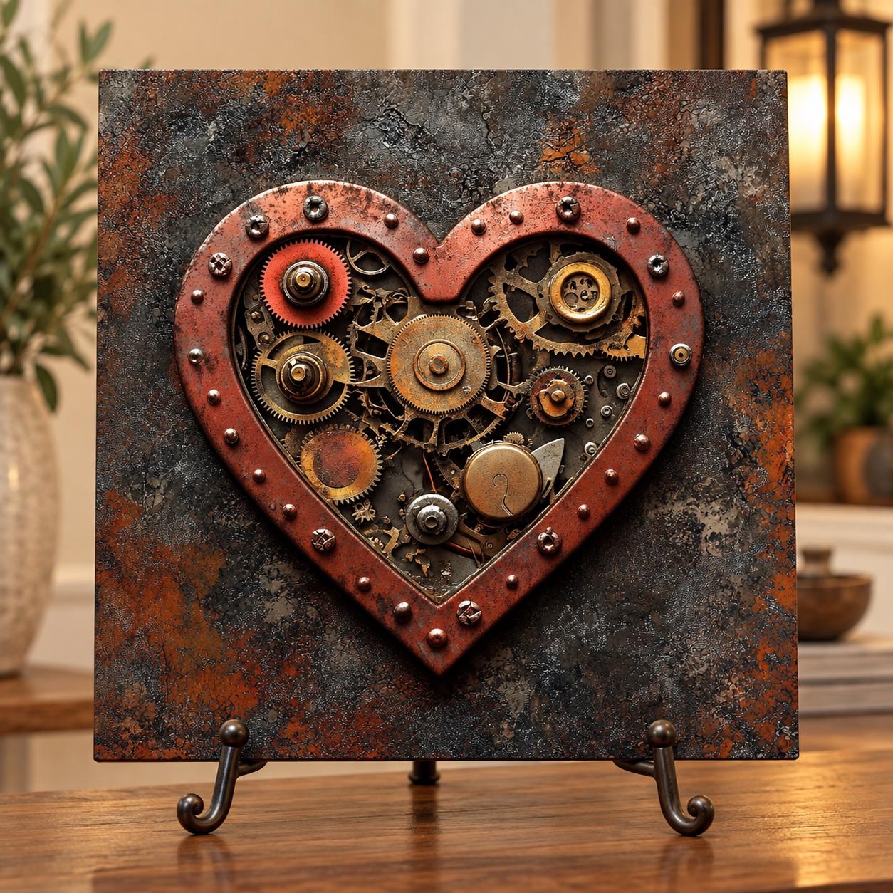 Steampunk Heart Wall Decor Metal Sign – Handmade Metal Gear Art