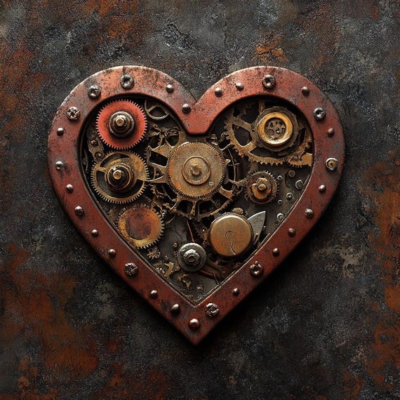 Steampunk Heart Wall Decor Metal Sign – Handmade Metal Gear Art