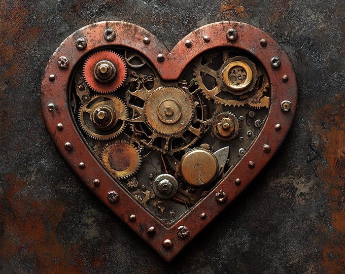 Steampunk Heart Wall Decor Metal Sign – Handmade Metal Gear Art, Industrial Steampunk Heart Sculpture Wall Sign, Clockwork Aluminum Sign