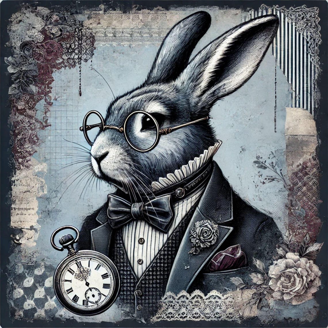 Victorian Steampunk Rabbit Sign, Gothic Hare Wall Art, Vintage ...
