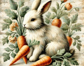 Vintage Bunny Farmhouse Sign, Rustic Rabbit Wall Art, Easter Spring Decor, Country Kitchen Aluminum Sign, Cottagecore Bunny Print