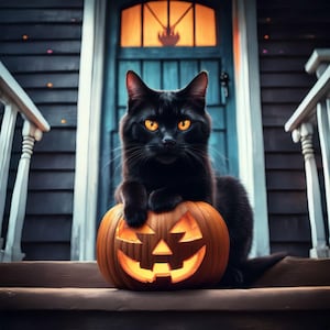 Halloween Black Cat Aluminum Sign, Spooky Porch Decor, Jack-O’-Lantern Metal Sign, Haunted House Wall Art, Witchy Home Decor, Gothic Art