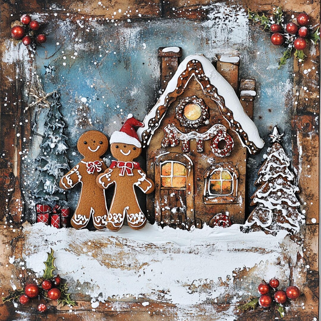 Gingerbread House Christmas Sign, Snowy Rustic Kitchen Decor - Etsy