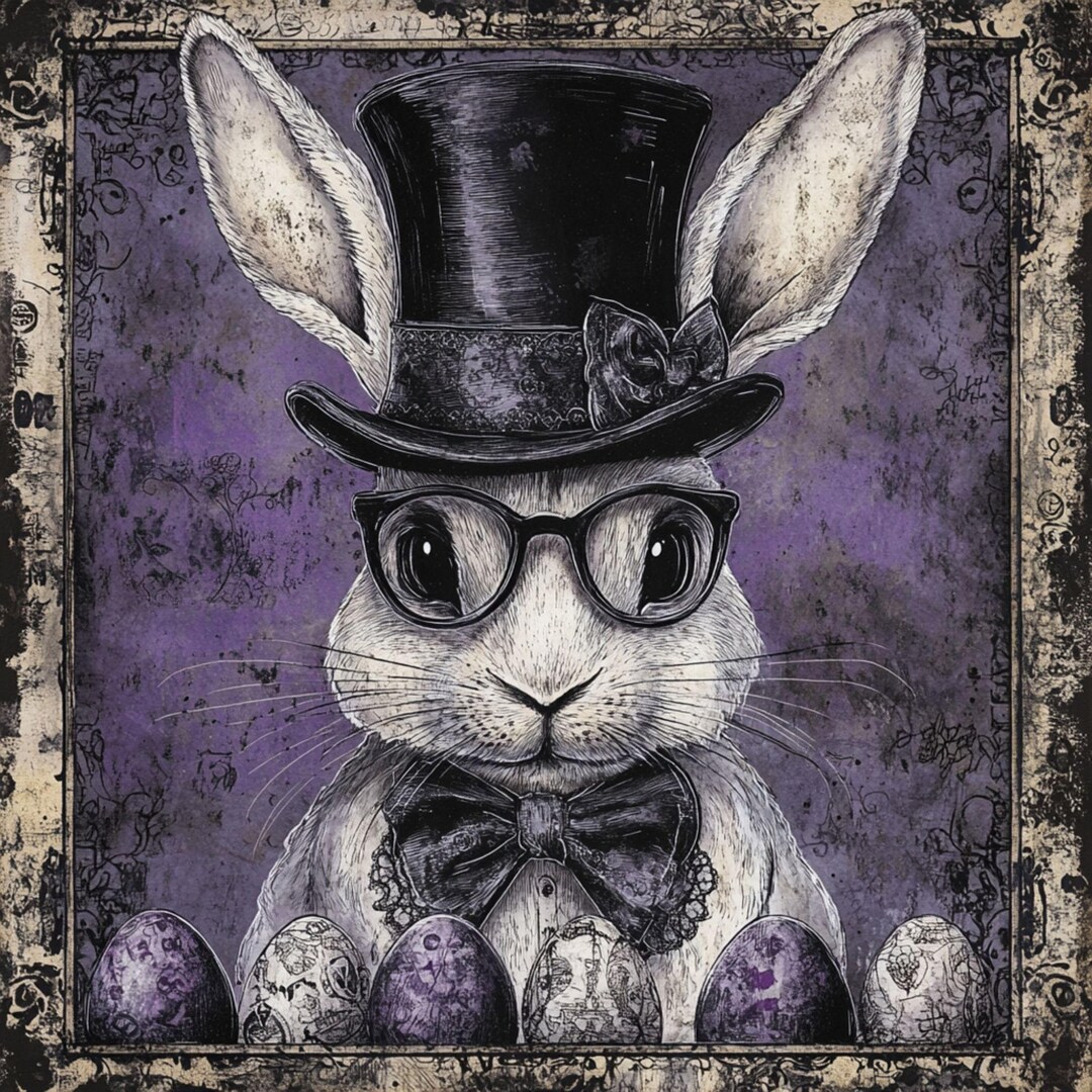 Gothic Steampunk Bunny Aluminum Sign, Victorian Rabbit Wall Art, Dark ...