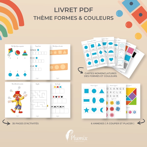 Livret d'activités thème formes et couleurs 2,5ans à 6 ans