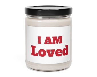 I Am Loved Valentines Candle Gift Scented Soy Wax Candle Decorative Glass Jar Container Candle 9oz