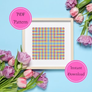 Pansexual Pride Flag Tartan Cross Stitch PDF Pattern