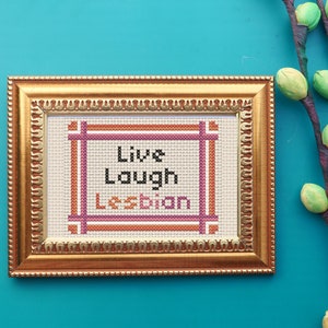 Live Laugh Lesbisk Korsstygn Direkt Ladda Ned PDF Mönster