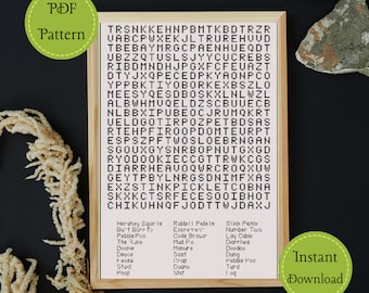 バスルームのワードサーチクロスステッチPDFパターン