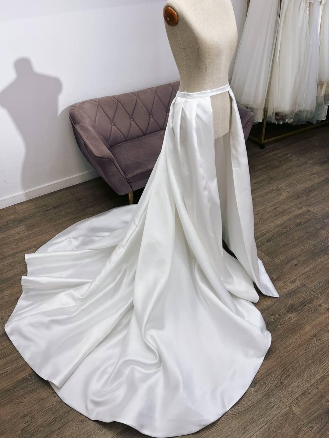 detachable skirt bridesmaid dresses DreamDress By PMN Loretta Wedding Train Detachable Light Layerings Tulle Lace Trim | Size: 24 main image 1