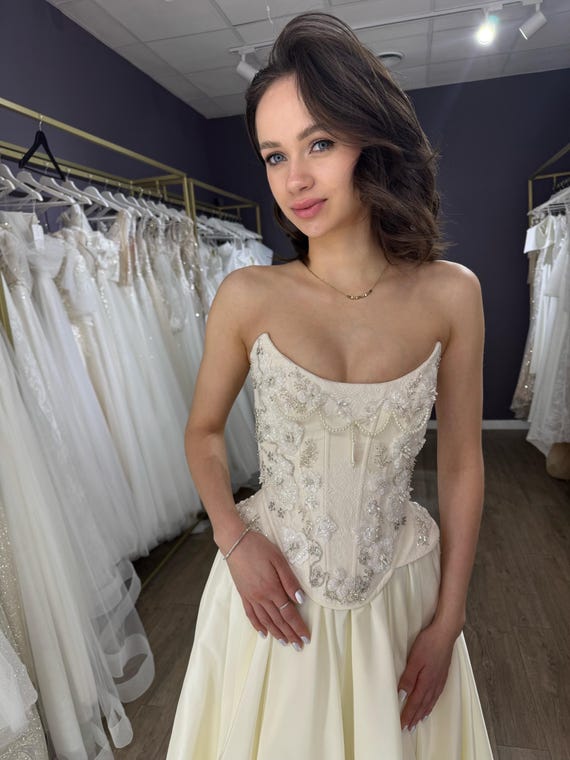 ivory bohemian wedding dress BABARONI Long Sleeves Ivory Lace Deep Nude Lining Boho Dresses-Champagne, Champagne / US0