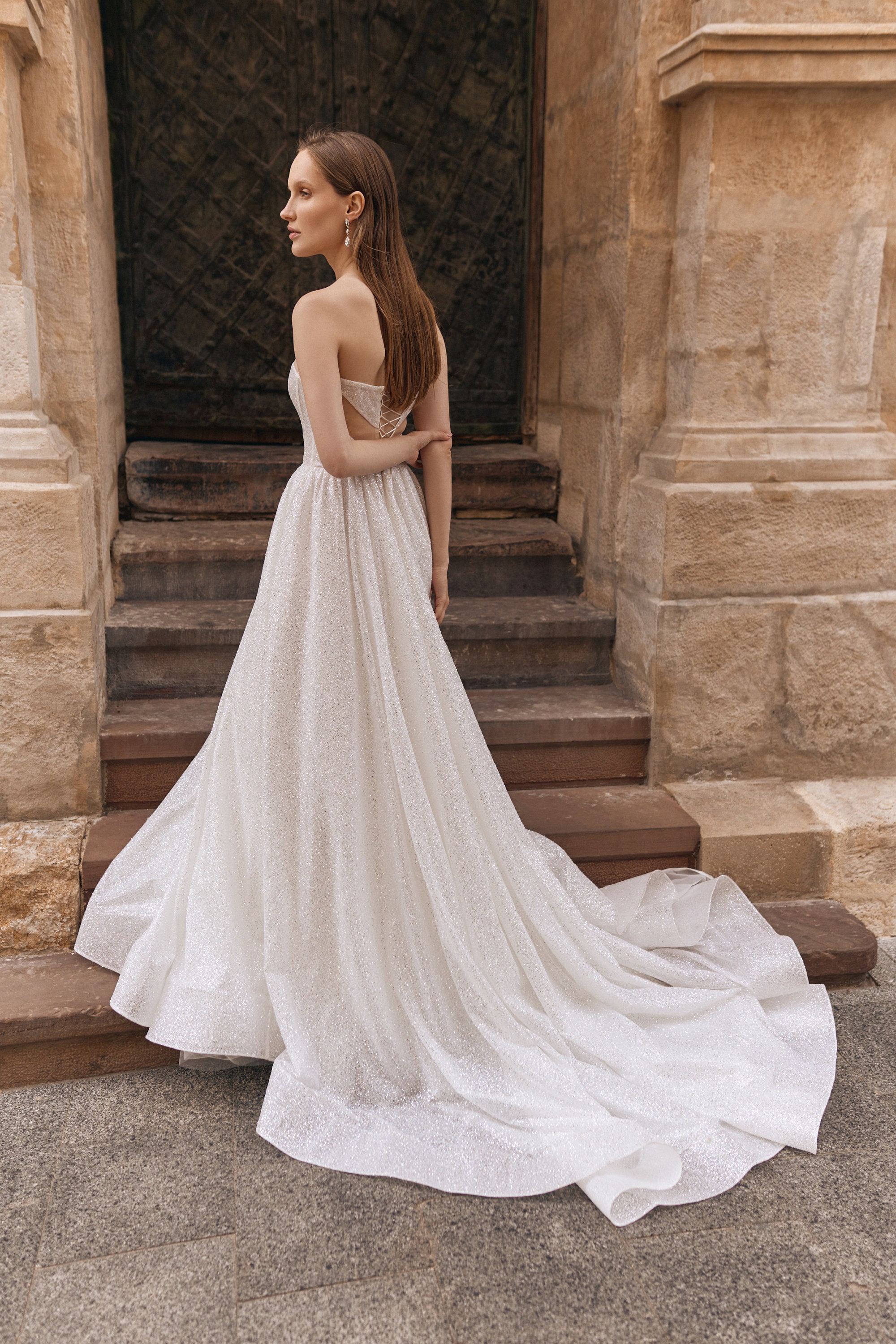 knee length dresses for ladies A-Line Sparkly Sequined Tea-Length Wedding Dresses, Champagne / 4