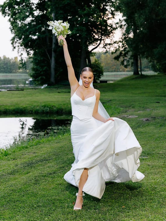 sachin and babi light blue dress JULES Wedding Dress main image 1